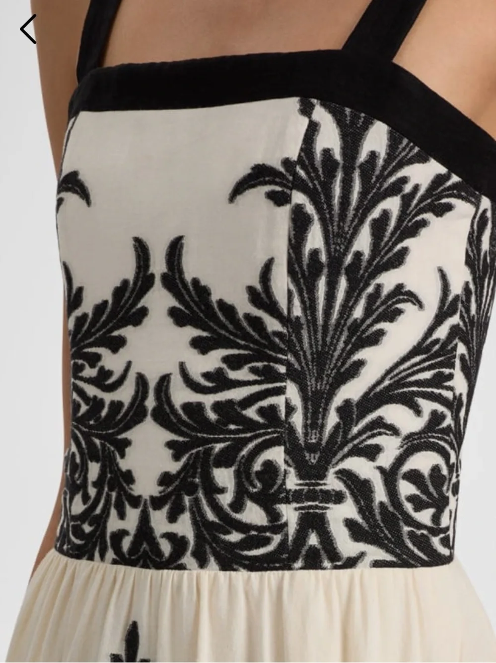 Alice + Olivia Saige Dress White Maxi  with Black Embroidered Motif - Picture 3 of 4